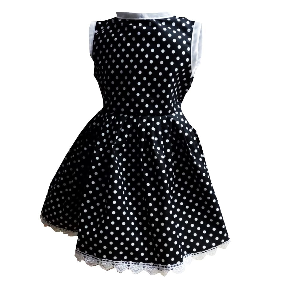 Rochie fete MCF buburuza de vara bumbac negru cu buline albe