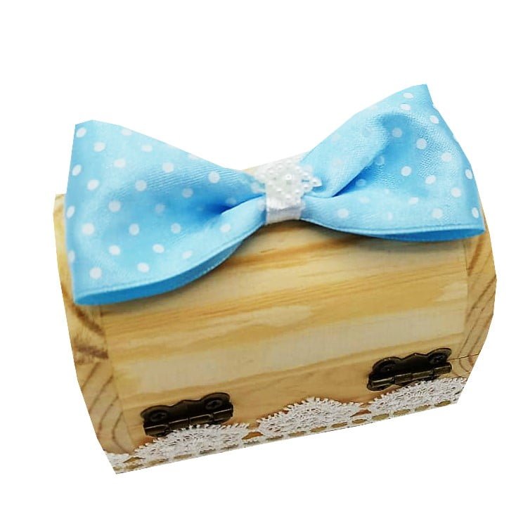 Chest box for the first strand MCF handmade polka dots - BabyBlue, 10x5x5 cm