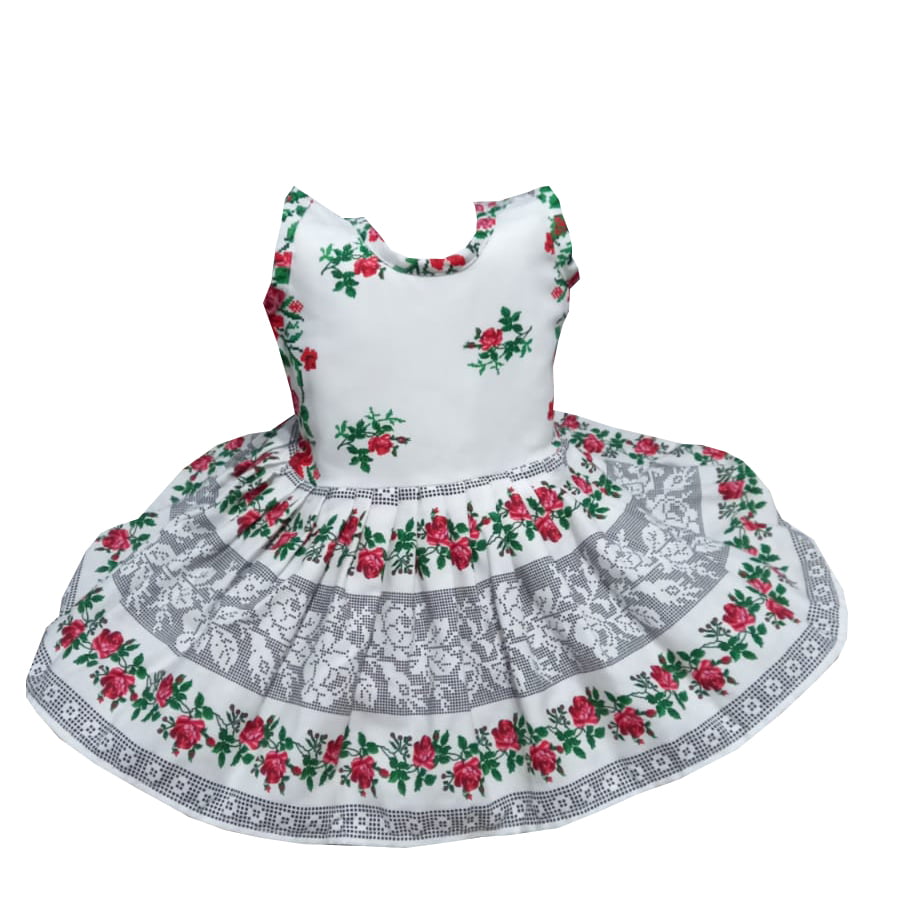 Rochie din bumbac multicolora de vara imprimeu traditional din Moldova bumbac