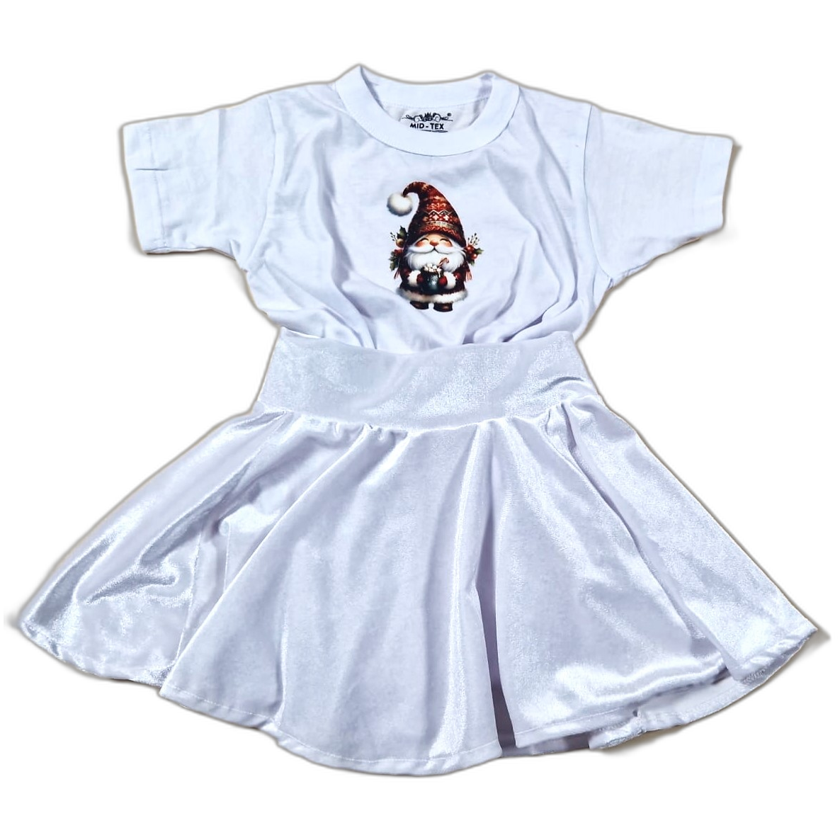 Dwarf T-shirt and green velvet skirt set 2-9 years