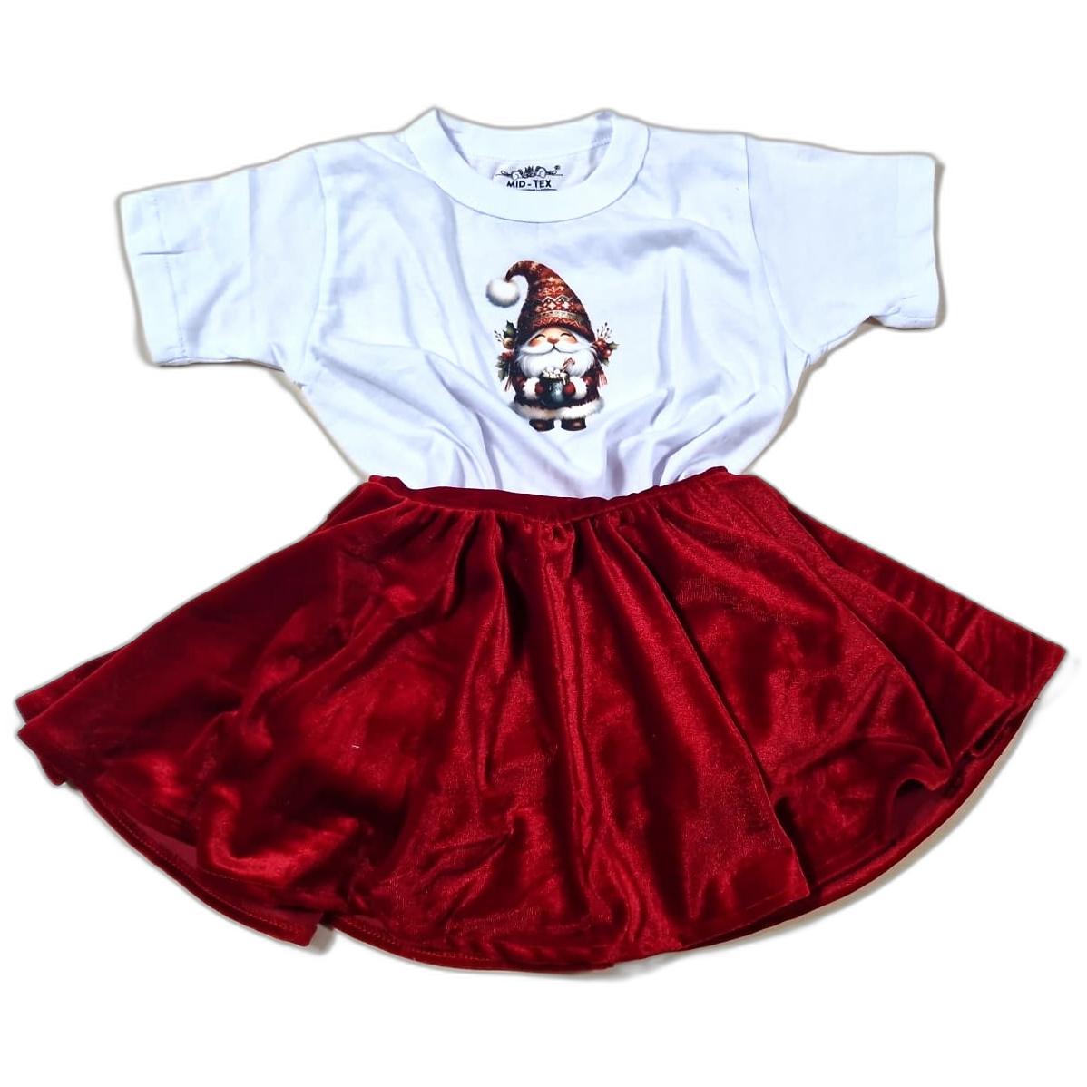 Dwarf T-shirt and green velvet skirt set 2-9 years