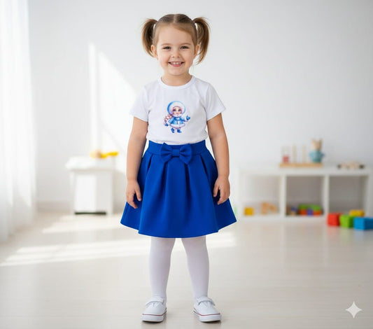 Baby Elsa fustă catifea elastica si tricou