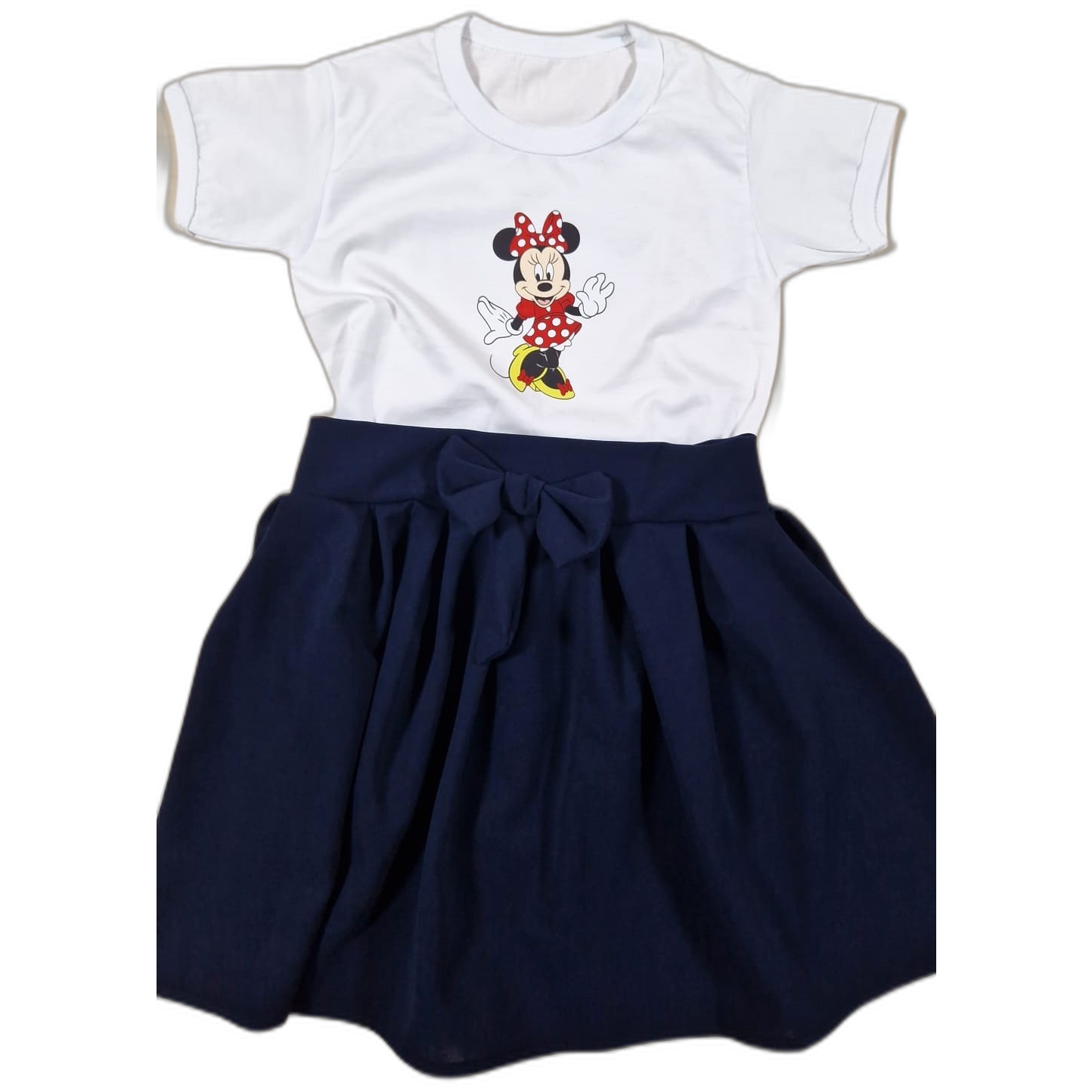 Set tricou Minnie și fustă din crep elastic