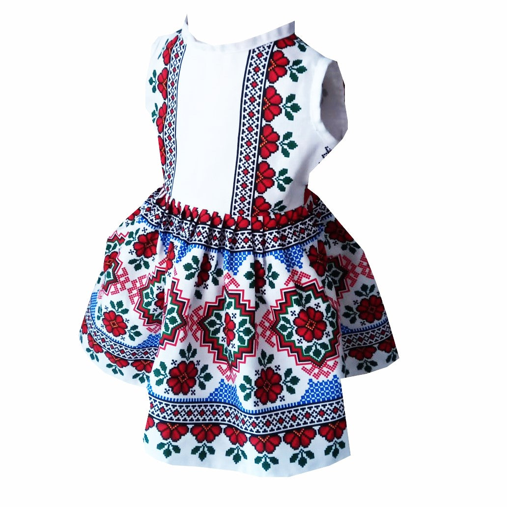 Traditional Muntenia MCF girls' dress, multi-colored, summer cotton