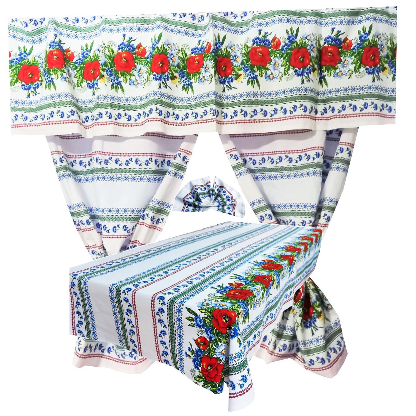Set 8 piese perdea fata de masa si 6 servete MCF Traditional Crisana