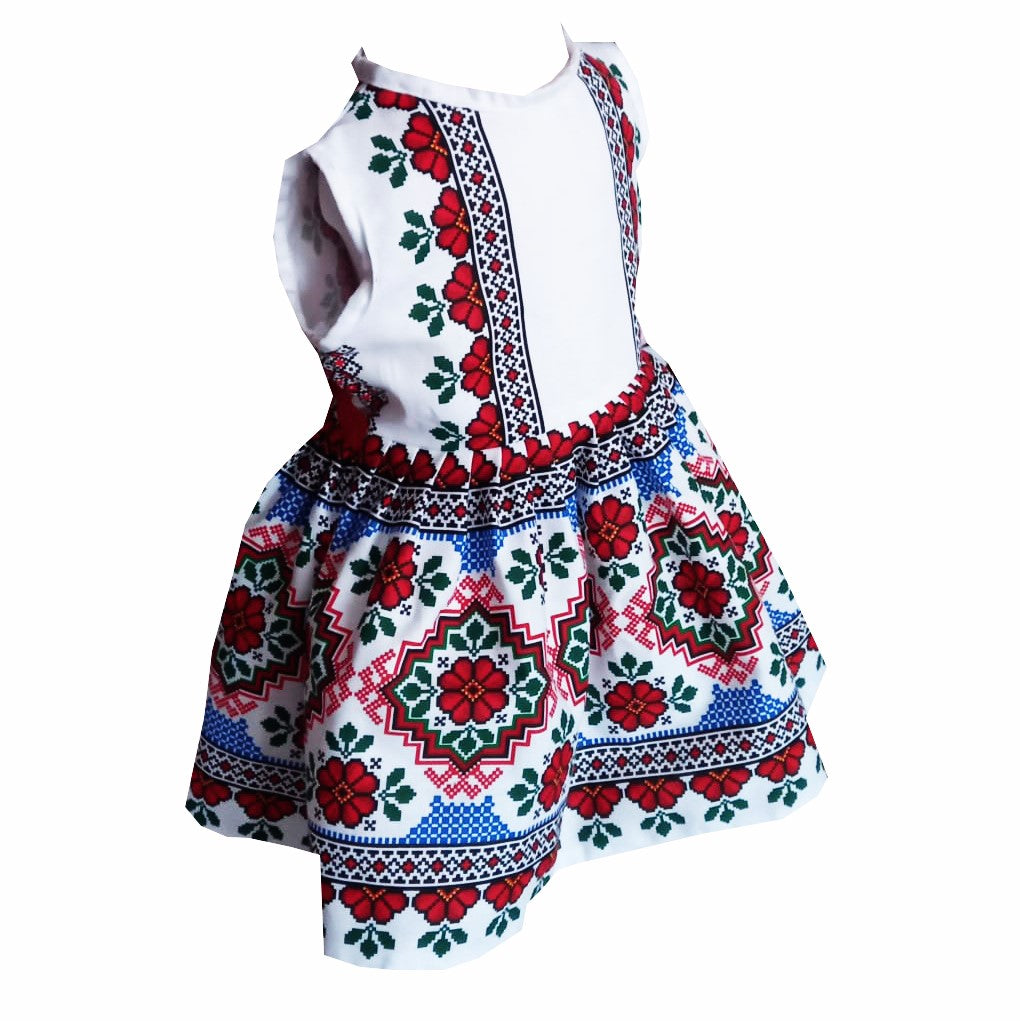 Traditional Muntenia MCF girls' dress, multi-colored, summer cotton