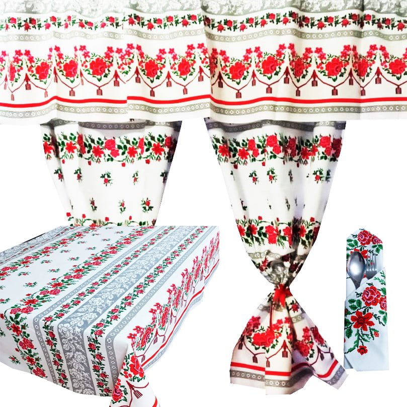 Set 8 piese perdea fata de masa si 6 servete MCF Traditional Moldova