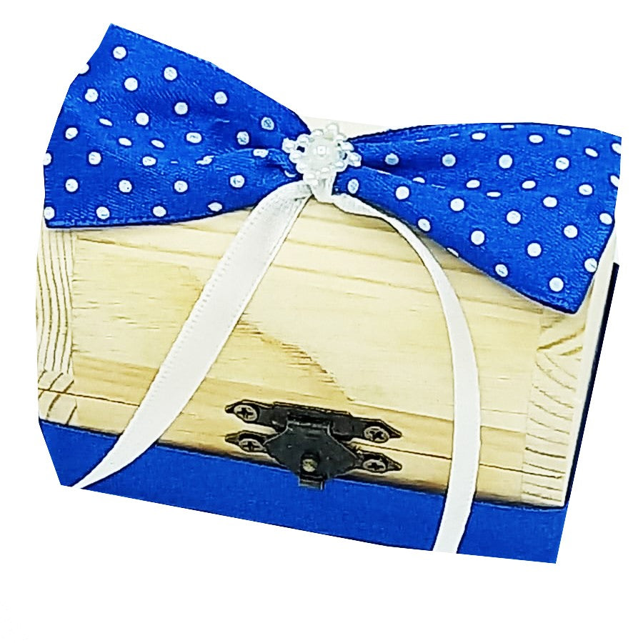 Chest box for the first strand MCF handmade polka dots - BabyBlue, 10x5x5 cm