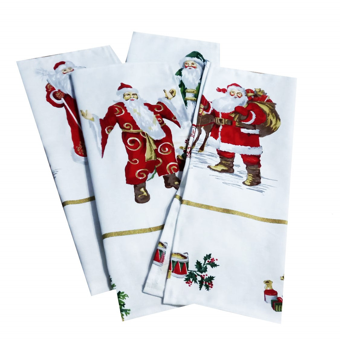 Set 4 șervete decorative de Crăciun – Moș Crăciun, bumbac 100% – MCF