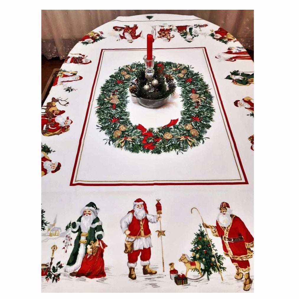 Față de masă „Moș Crăciun” – bumbac, pentru 6 persoane, MCFSRL, design festiv de sărbători