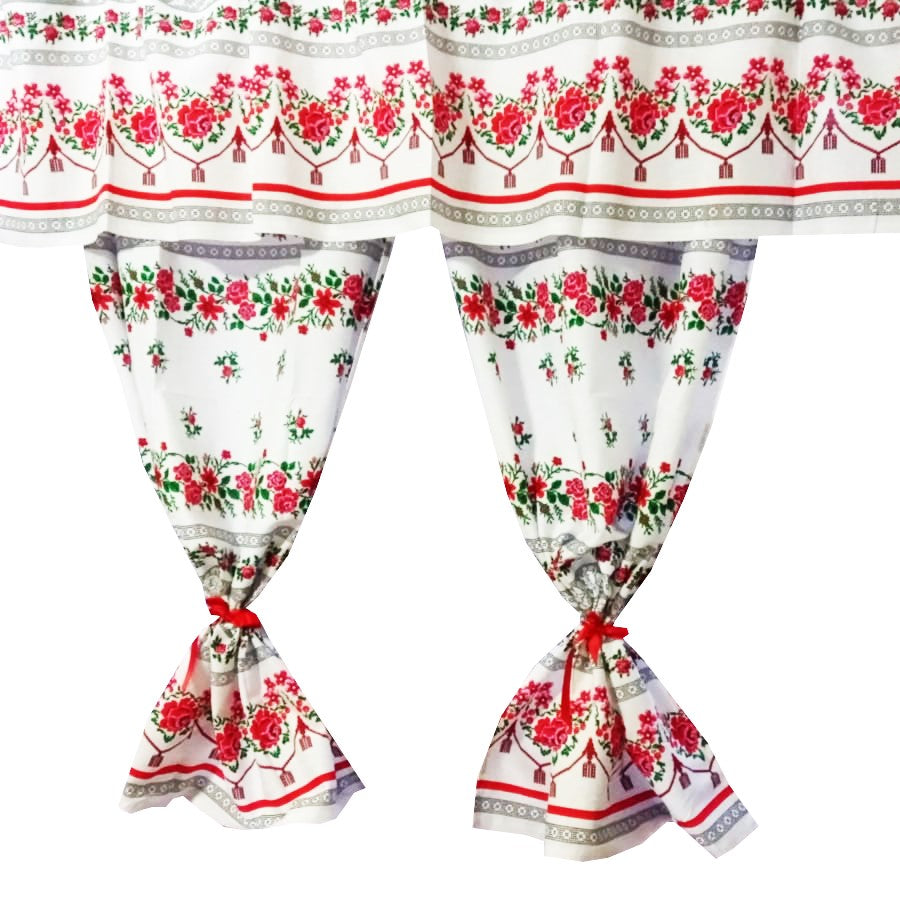 Perdea de bucătărie Moldova – bumbac 100%, MCF, 150x200 cm, model tradițional românesc