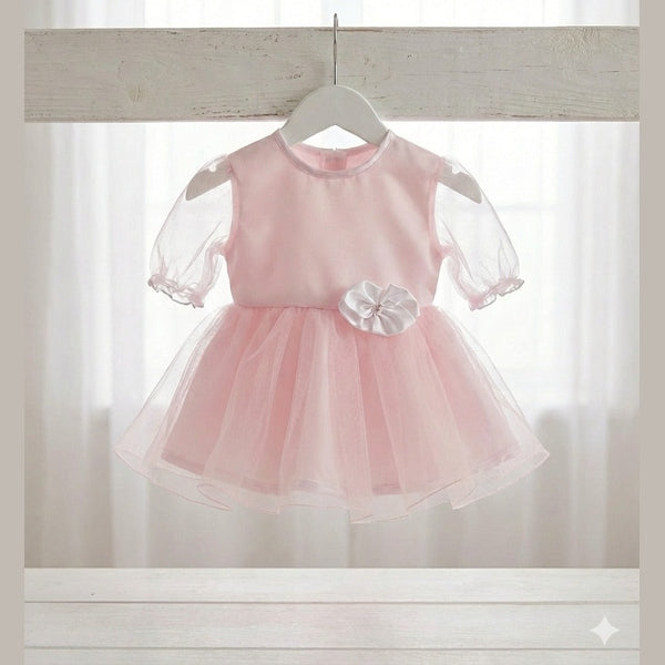 Costum de botez pentru fetiță din tull și tafta duchesse, model elegant pentru ceremonie - MCF România