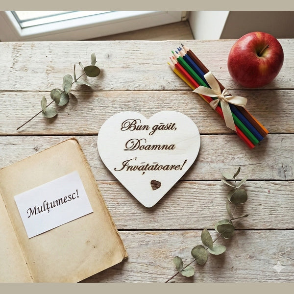 Ecusoane din lemn gravat Invatatoare 6cm - MCF România