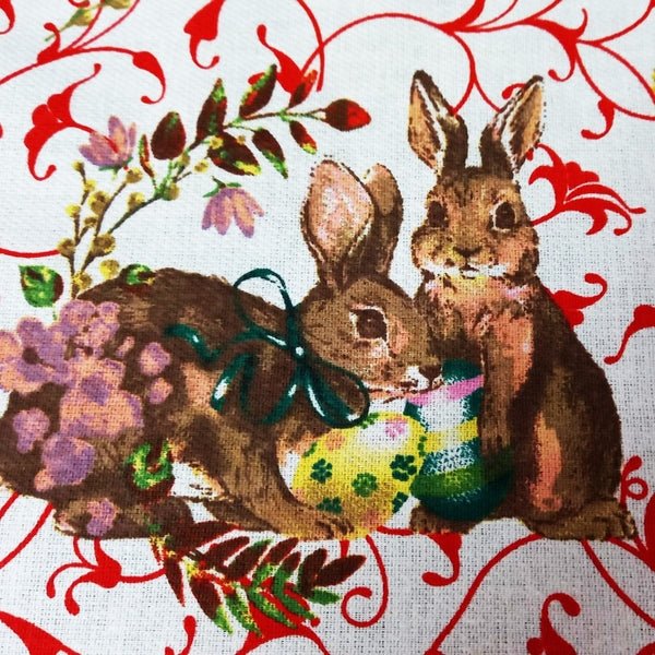 Față de masă din bumbac 100% cu iepurași de Paște | MCF SRL - MCF România