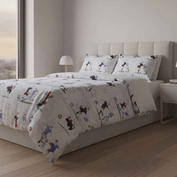Lenjerie de pat pentru copii cu tematică fotbal, material moale și confortabil - MCF România