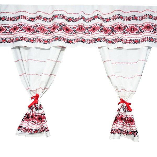 Perdea de bucătărie Oltenia – bumbac 100%, MCF, 150x200 cm, model tradițional românesc - MCF România