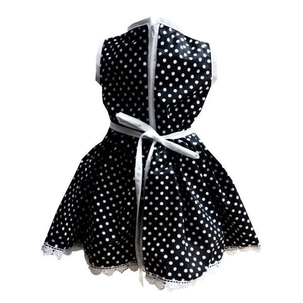 Rochie fete MCF buburuza de vara bumbac negru cu buline albe - MCF România