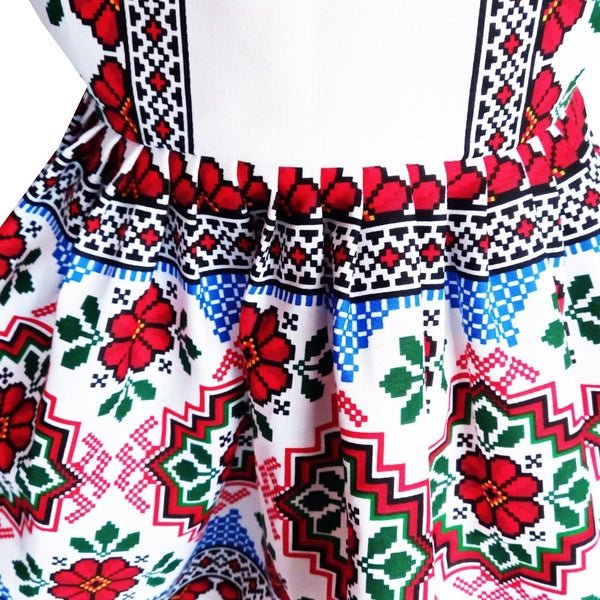 Rochie fete MCF traditionala Muntenia multicolora de vara bumbac - MCF România