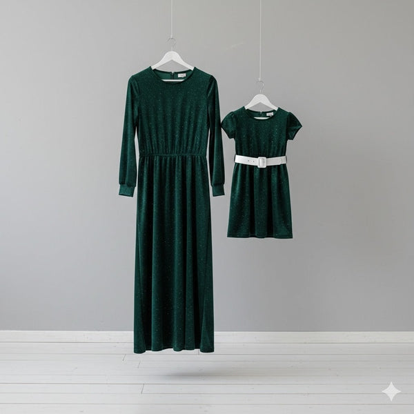 Set mama fiica catifea, verde smarald - MCF România