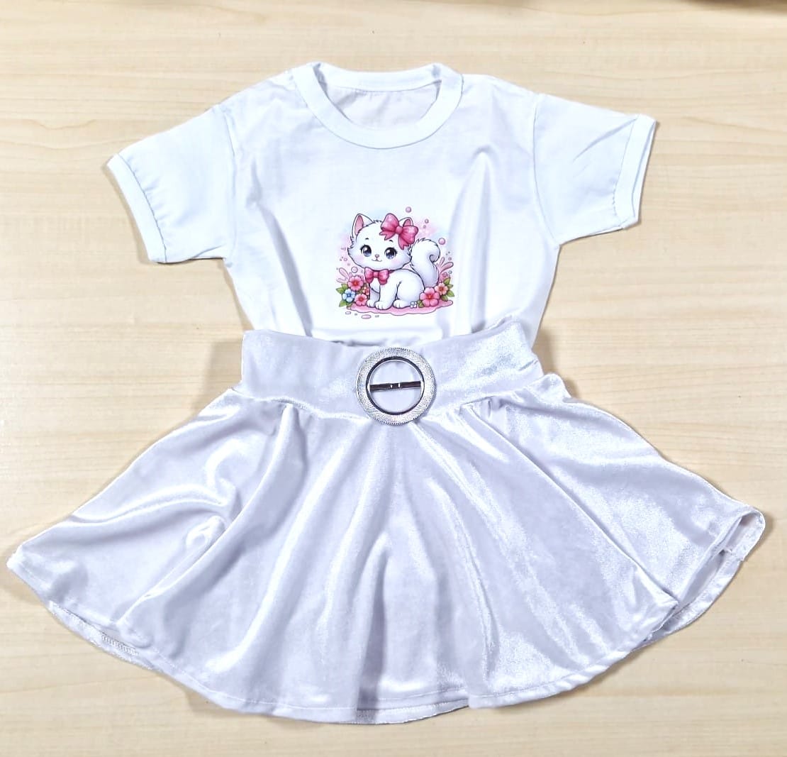 Set tricou Pisica și fustă din catifea elastica