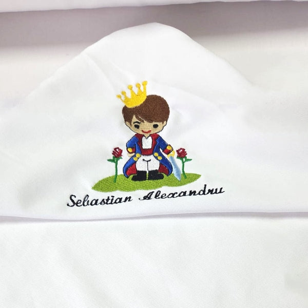 Trusou botez complet MCF 9 piese “Micul Print” personalizat