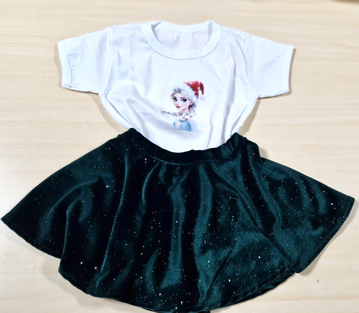 Elsa white velvet skirt and t-shirt 2-9 years