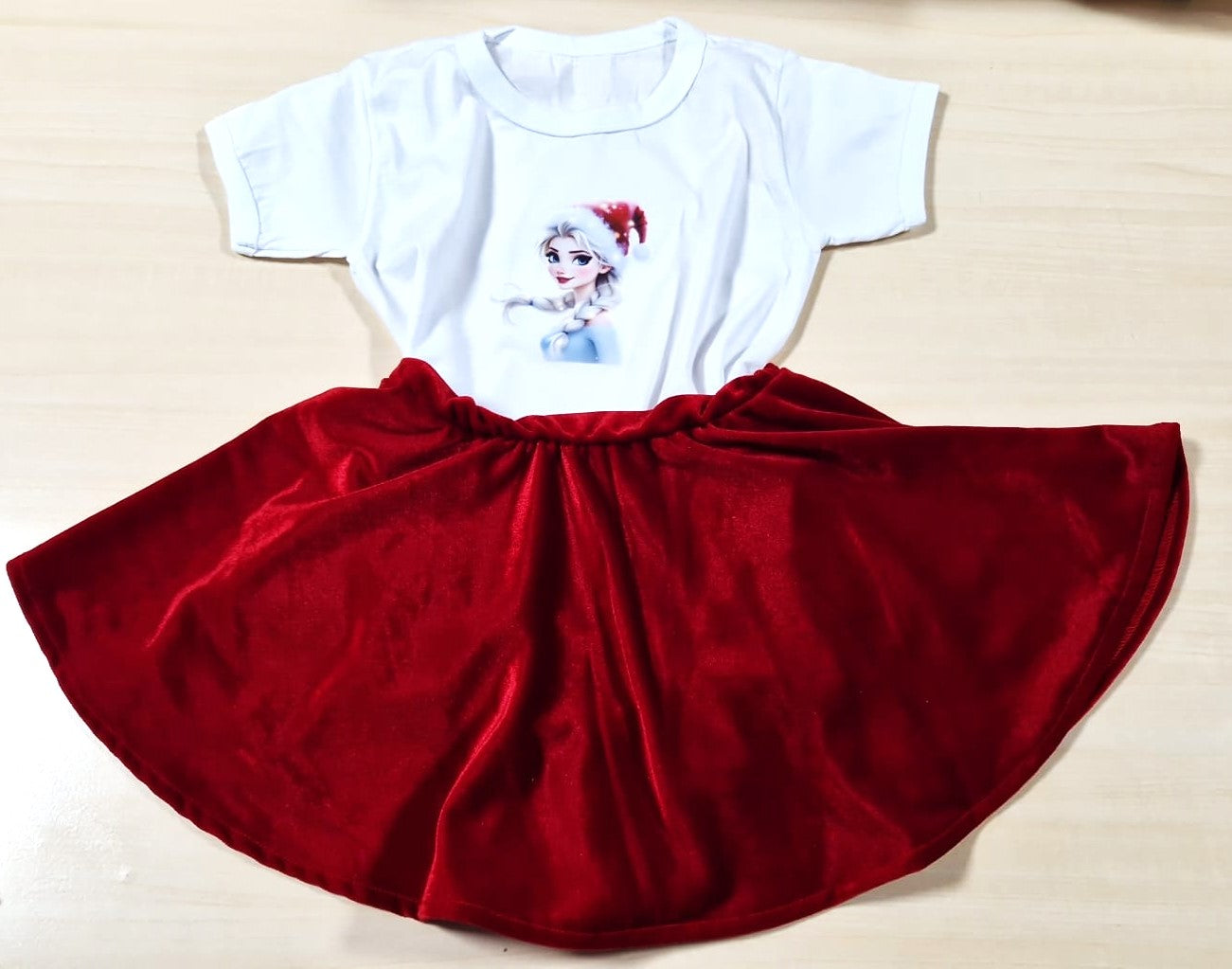 Elsa white velvet skirt and t-shirt 2-9 years