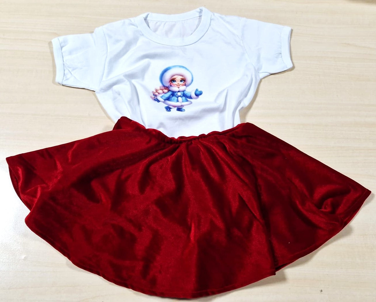 Baby Elsa white velvet skirt and t-shirt 2-9 years