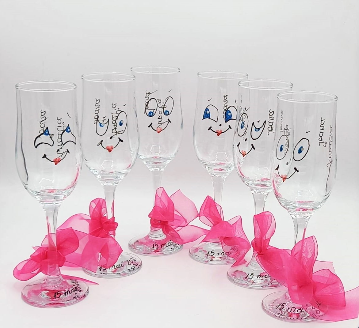 Set 2 Pahare cu mutrisoare MCF marturii botez nunta