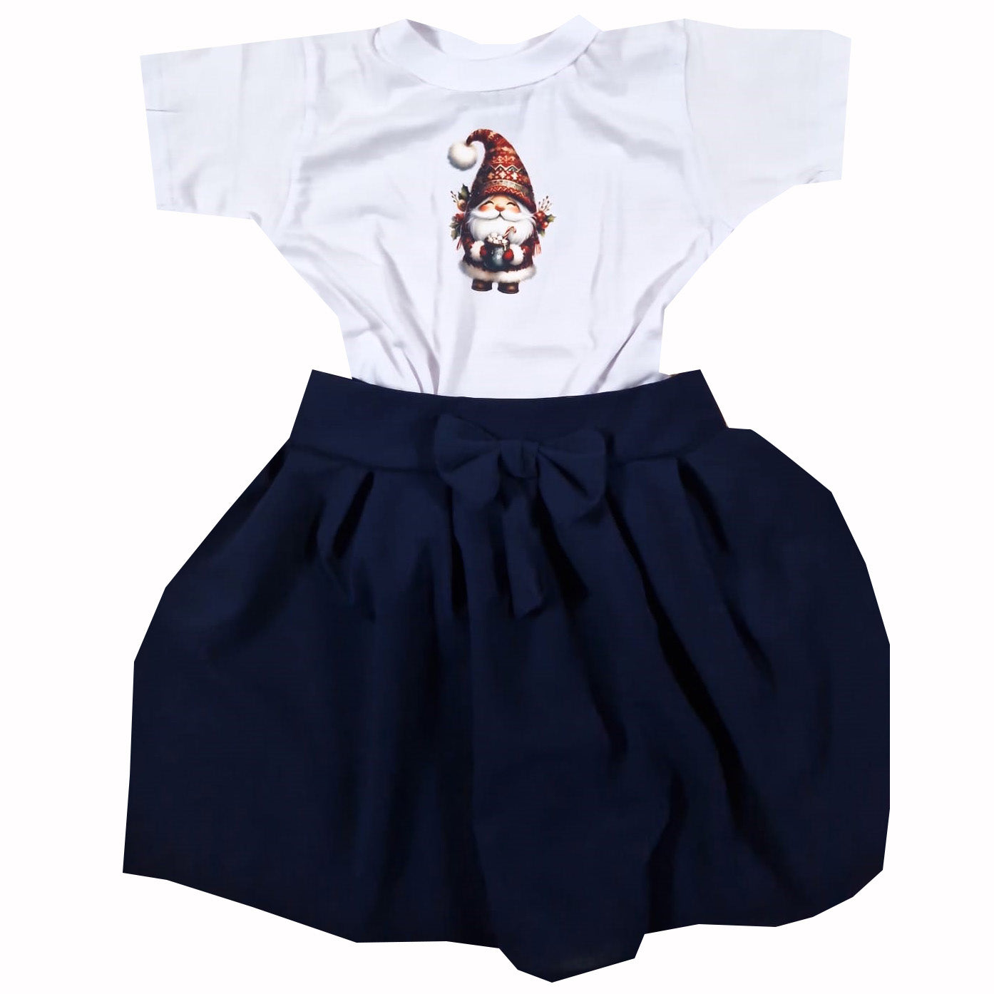 Santa t-shirt and blue skirt set 2-9 years
