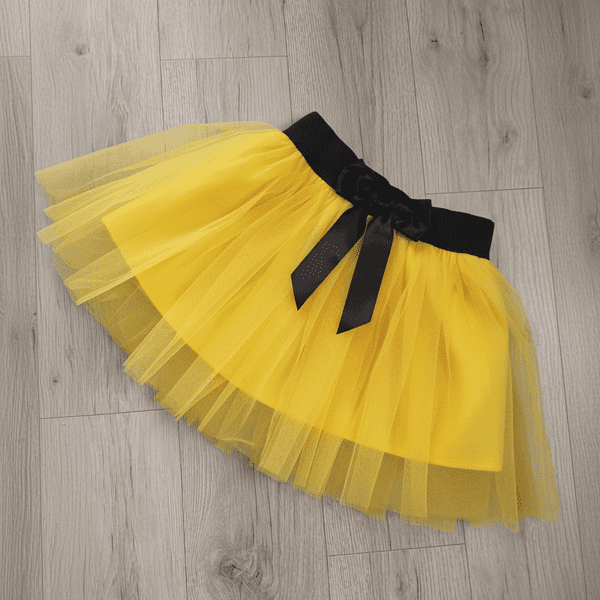 Fustă tutu galbenă cu fundiță neagră - bazată pe original