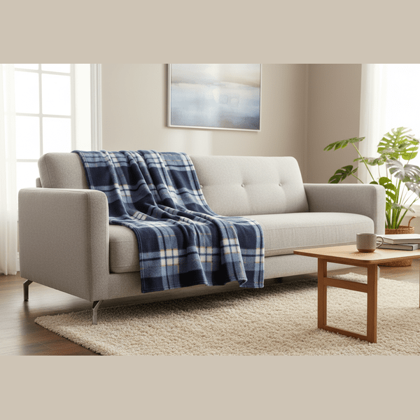 Pătură din polar 130x180 cm pe canapea, decor interior cald