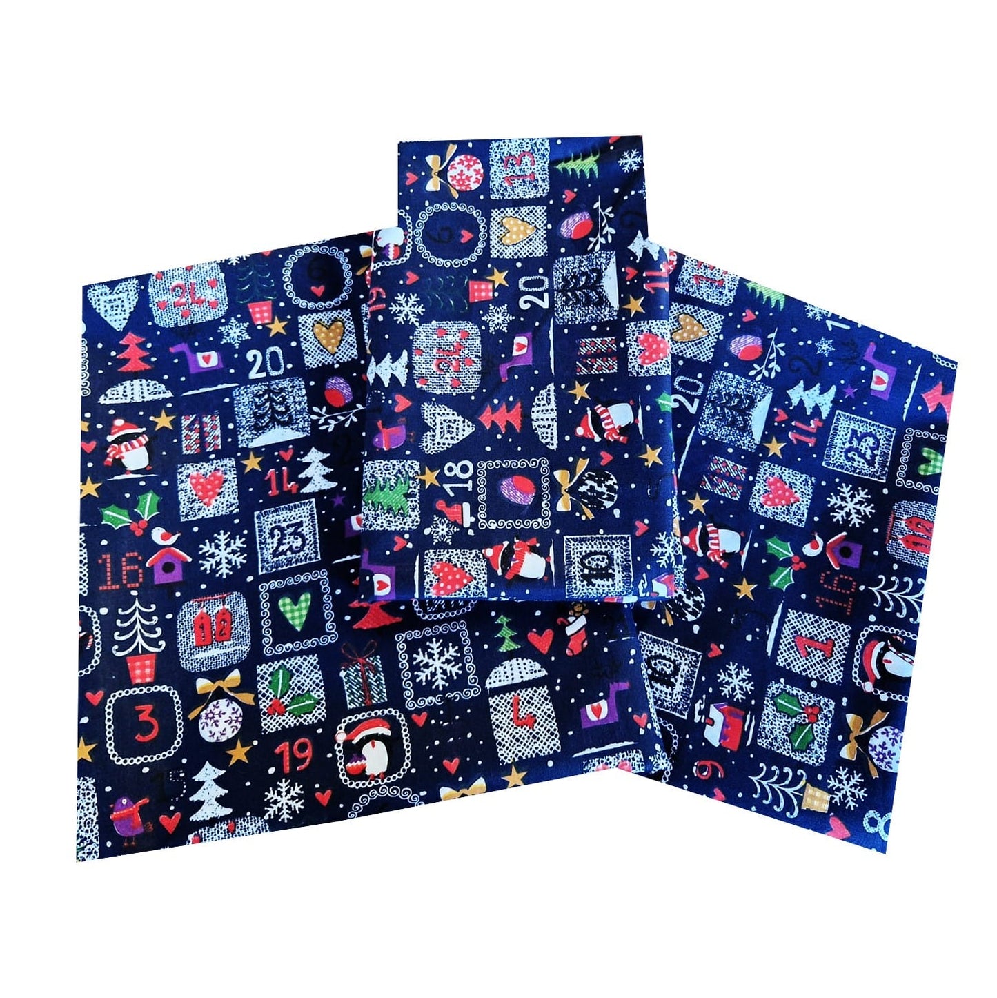 Cotton Bed Linen, Christmas 90x200 blue