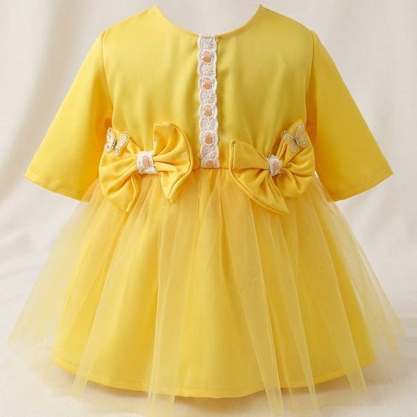 Rochie fete MCF cu Tull și Fundițe, Model Prințesă - Galben