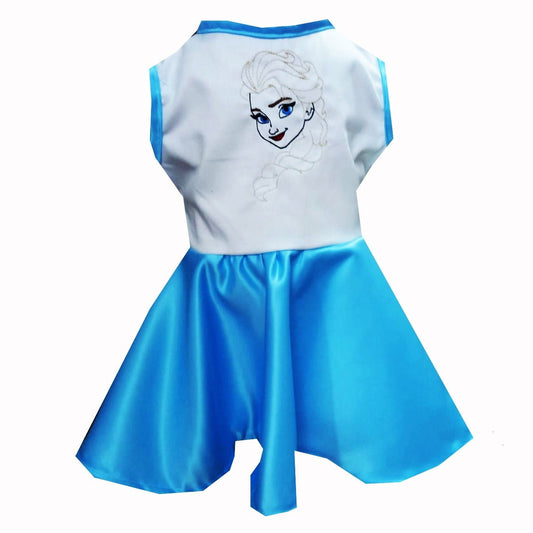 Rochie fete MCF Elsa bumbac albastru si alb