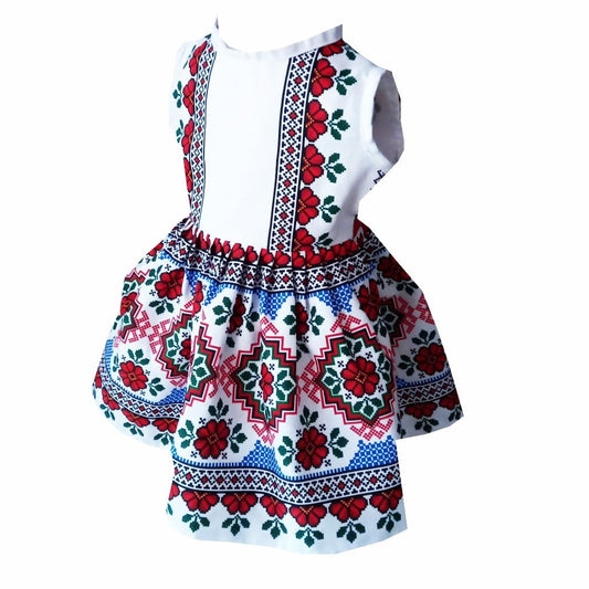 Rochie fete MCF traditionala Muntenia multicolora de vara bumbac