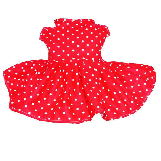 Rochie din bumbac rosie cu buline albe de vara Buburuza
