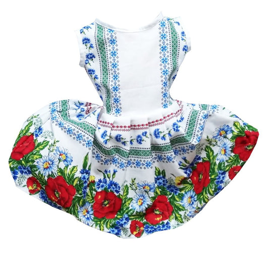 Rochie din bumbac multicolora de vara imprimeu traditional din Crisana MCF