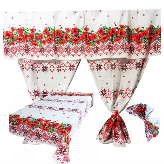 Set 8 piese Perdea fata de masa si 6 servete MCF Traditional Oas