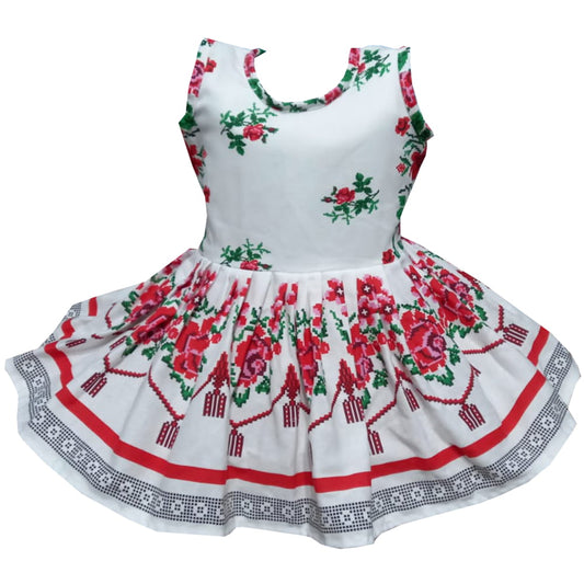 Rochie din bumbac multicolora de vara imprimeu traditional din Moldova MCF