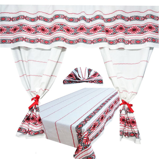 Set 8 piese perdea fata de masa si 6 servete MCF Traditional Oltenia