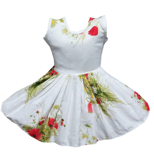 Rochie din bumbac multicolora de vara imprimeu cu flori de mac MCF