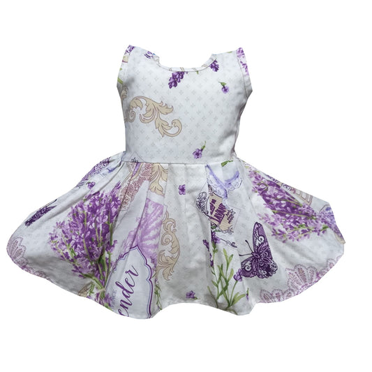 Rochie din bumbac multicolora de vara imprimeu cu flori de lavanda MCF