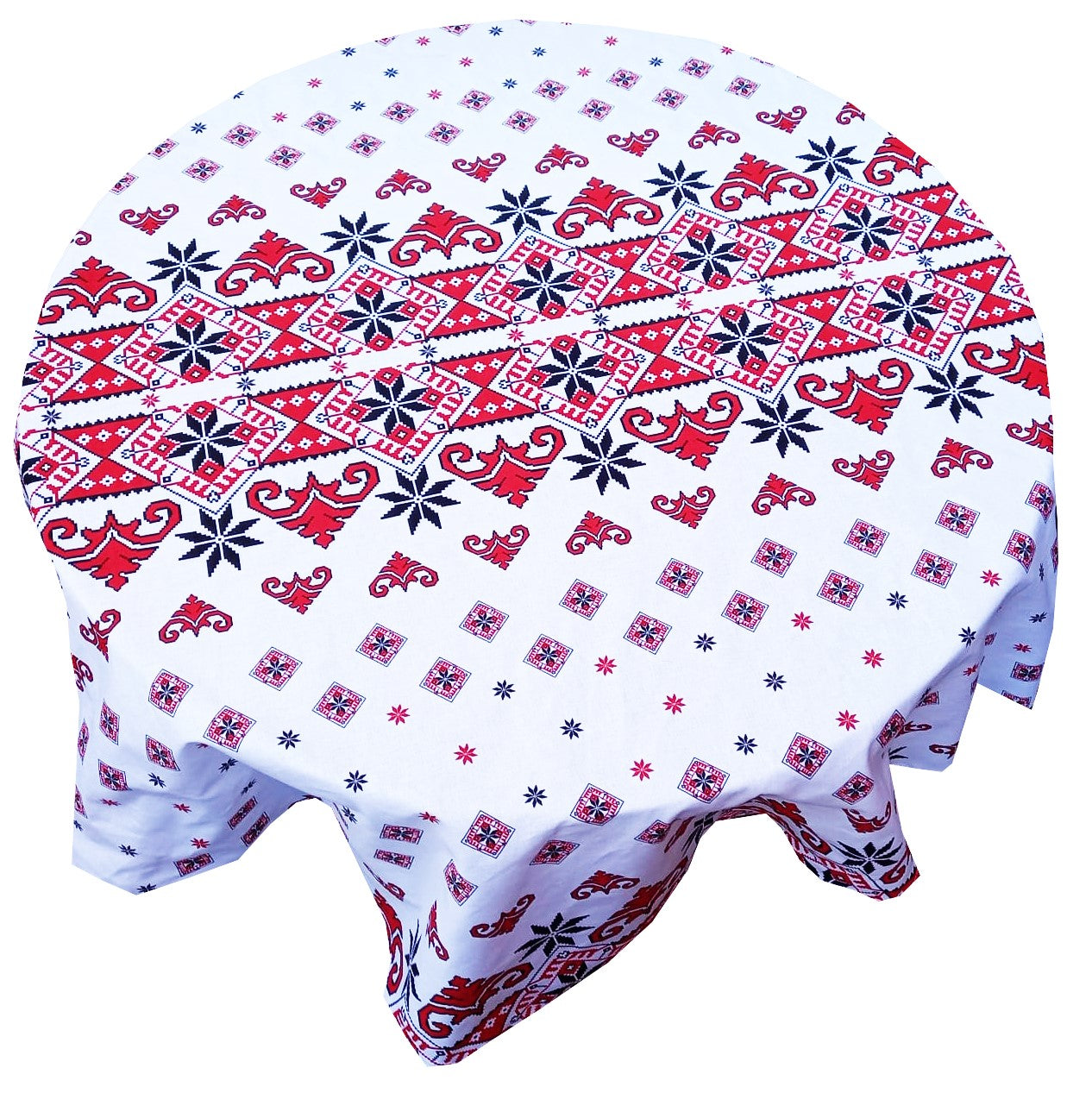 Față de masă rotundă tradițională Ardeal – bumbac de calitate, model popular românesc