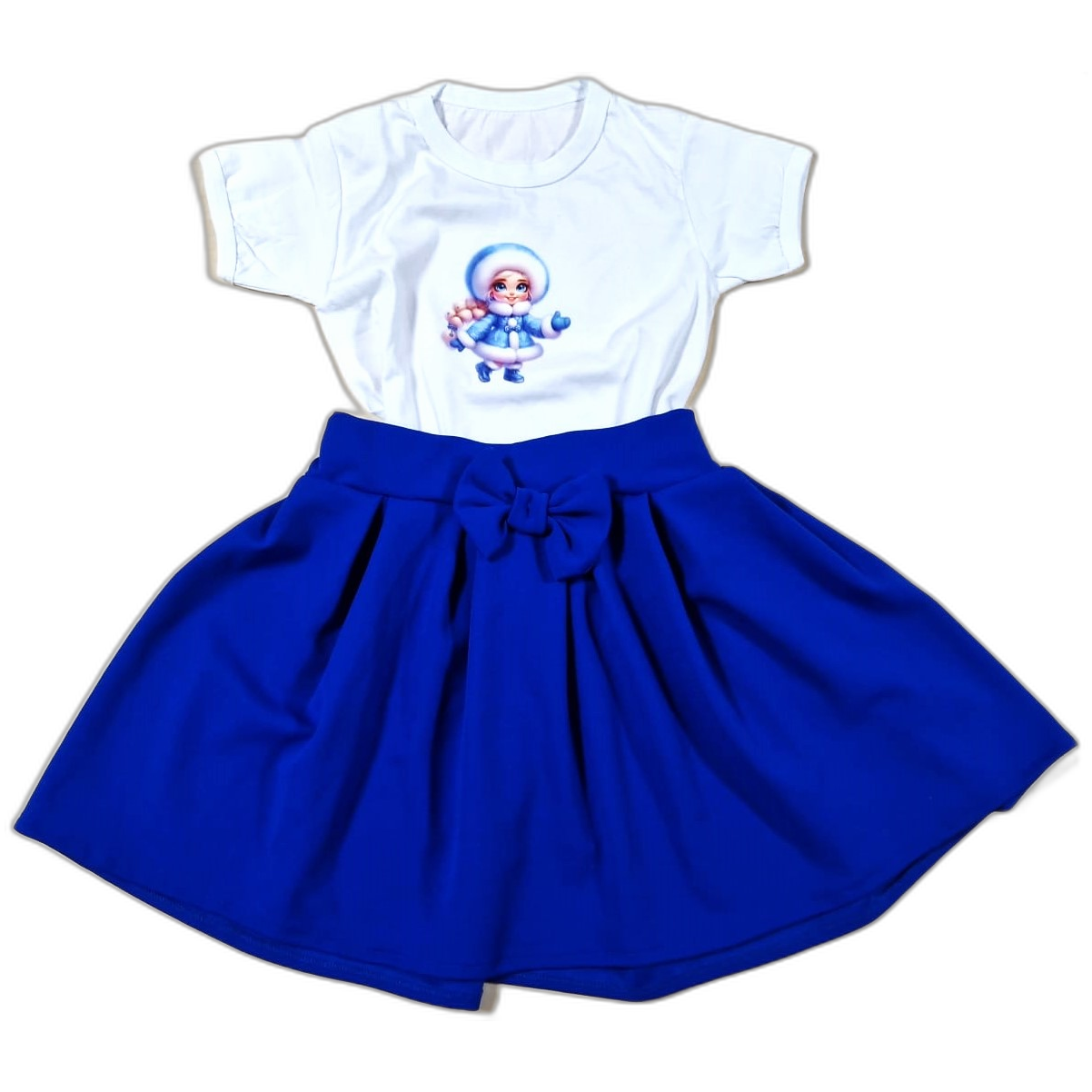 Baby Elsa white velvet skirt and t-shirt 2-9 years