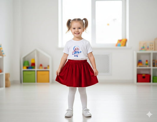 Baby Elsa fustă catifea elastica si tricou