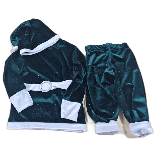 Costum Spiridus din catifea elastiva verde