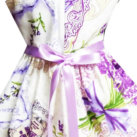 Rochie de vară din bumbac – imprimeu cu flori de lavandă, multicoloră, MCF