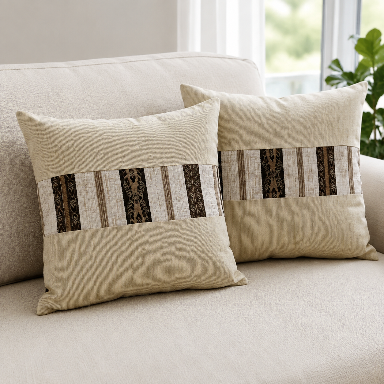 Set unicat 2 fețe de pernă decorative 40 × 40 cm – inserție jacard