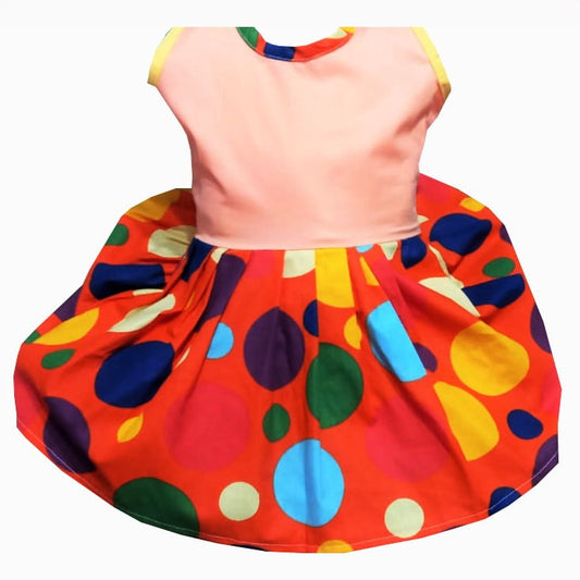 Rochie din bumbac multicolora de vara imprimeu buline MCF